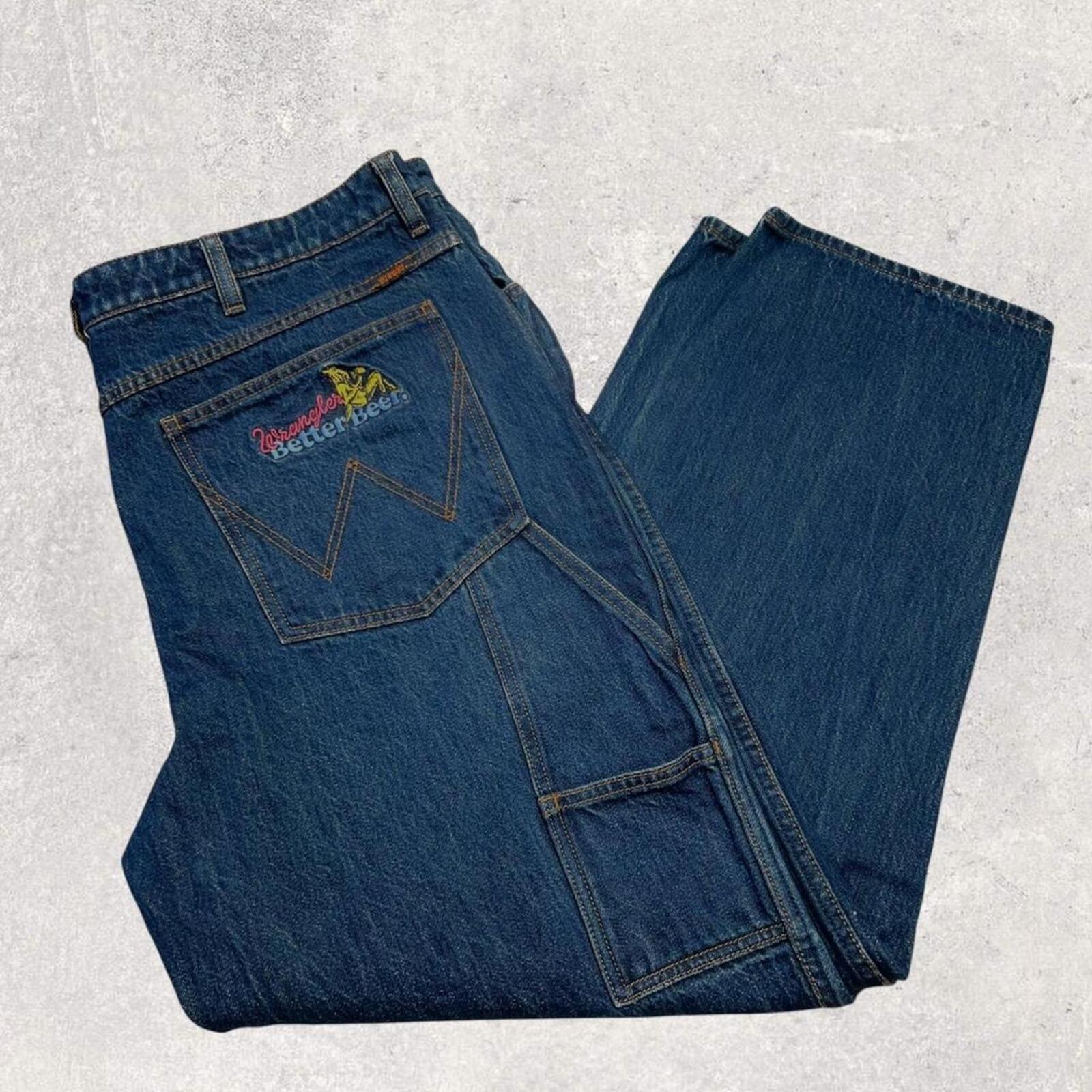 Wrangler x Better Beer Men's “SLAKER”  RARE Collab Carpenter Denim Jeans Skater Streetwear Size W36”