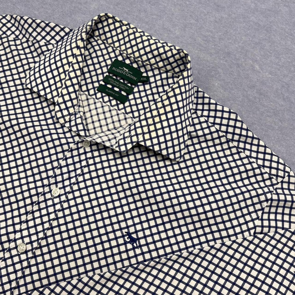 Vintage Rodd & Gunn Blue & White Checkered Oxford Preppy Button Up Shirt XXL
