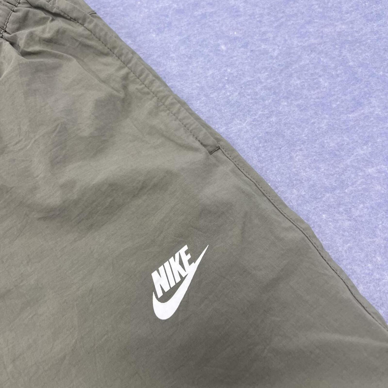 Nike Sportswear Men's Grey & White Woven Elasticated Track Pants Y2K Small