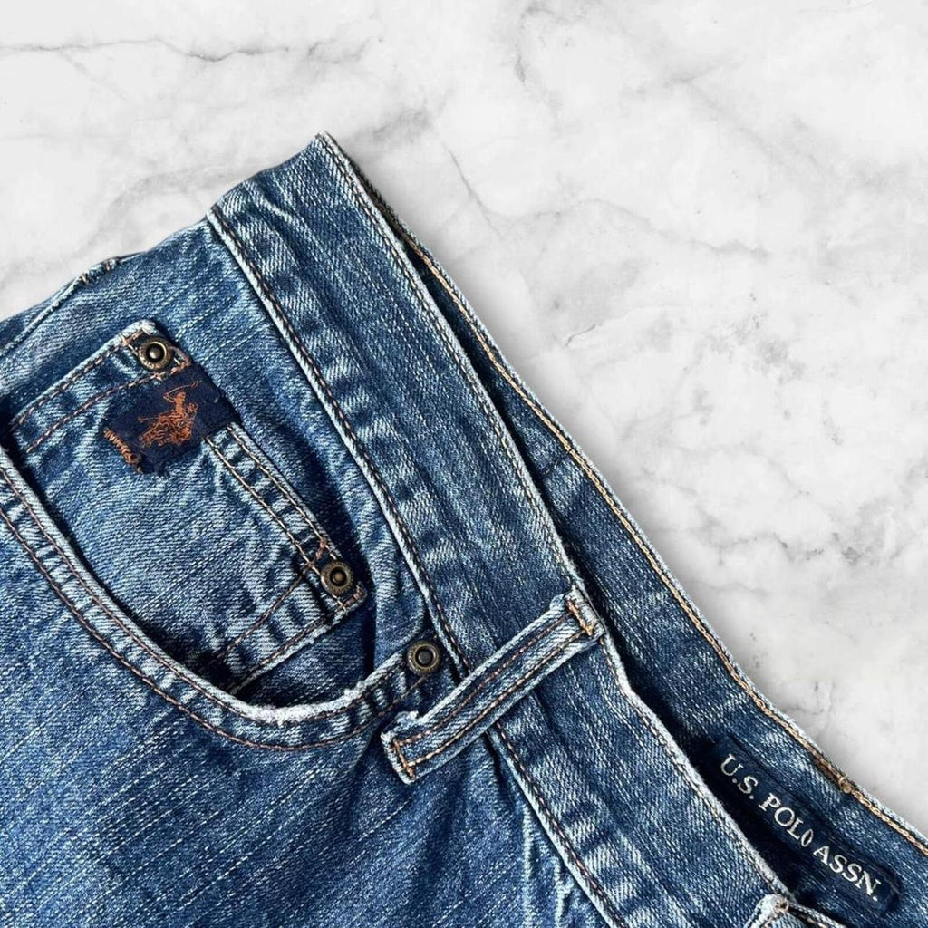 Vintage U.S. Polo Assn Men’s Denim Blue Jorts Jean Shorts Big Pony Y2K 36x30