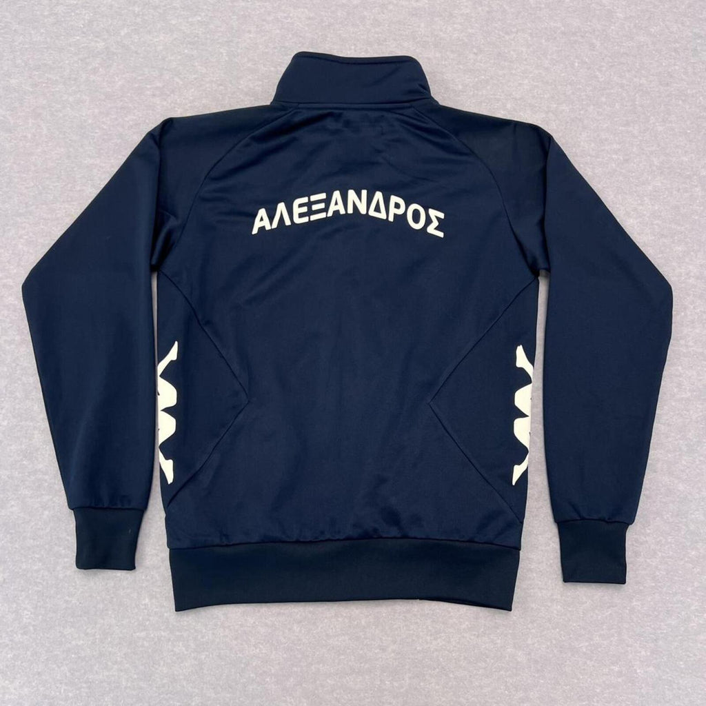 Kappa Navy Full Zip Track Jacket Greek Alexander The Great Back Print Men's XS