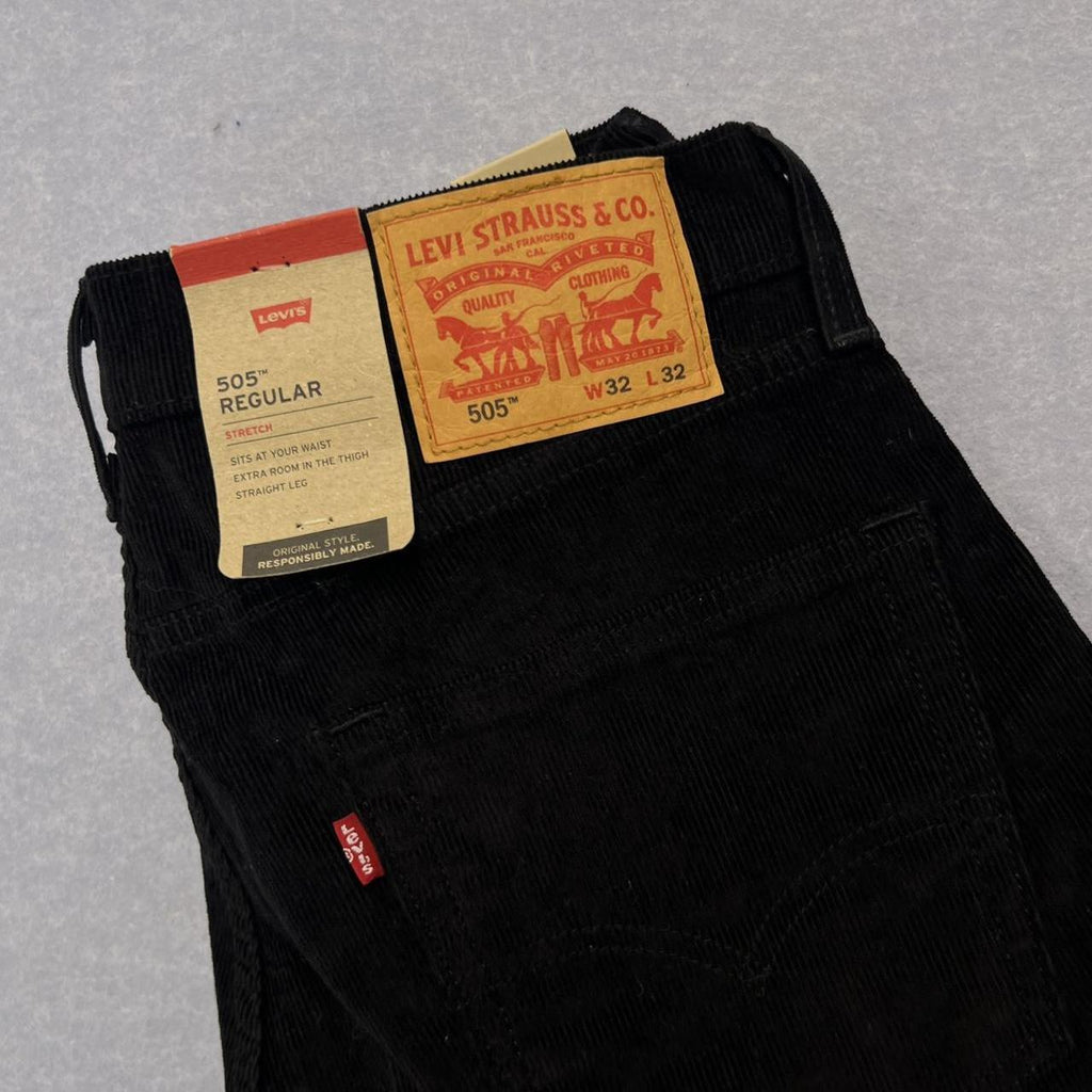 BRAND NEW Levi’s 505 Regular Black Corduroy Jeans / Trousers Pants Men’s W32 L32