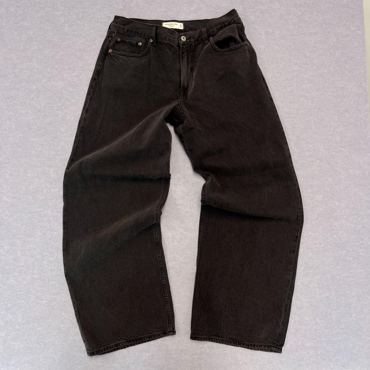 Vintage Abercrombie & Fitch Ultra Loose Low Rise Charcoal Black Baggy Jeans Size 31" Long