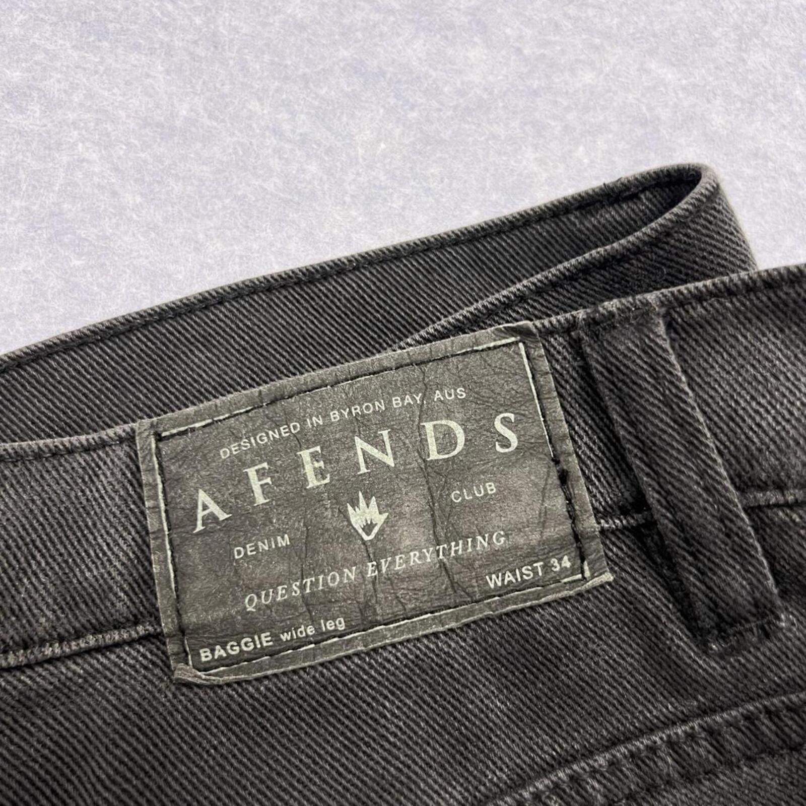 Afends Baggie Wide Leg Black Denim Streetwear / Skater Baggy Jeans W34