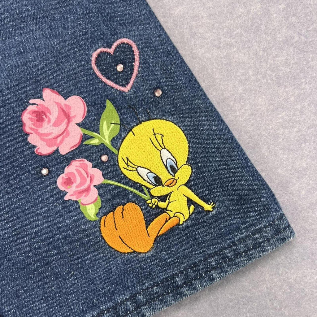 Vintage 2001 Warner Bros. Studio Store Tweety Bird Y2K Bootcut Jeans Youth 10