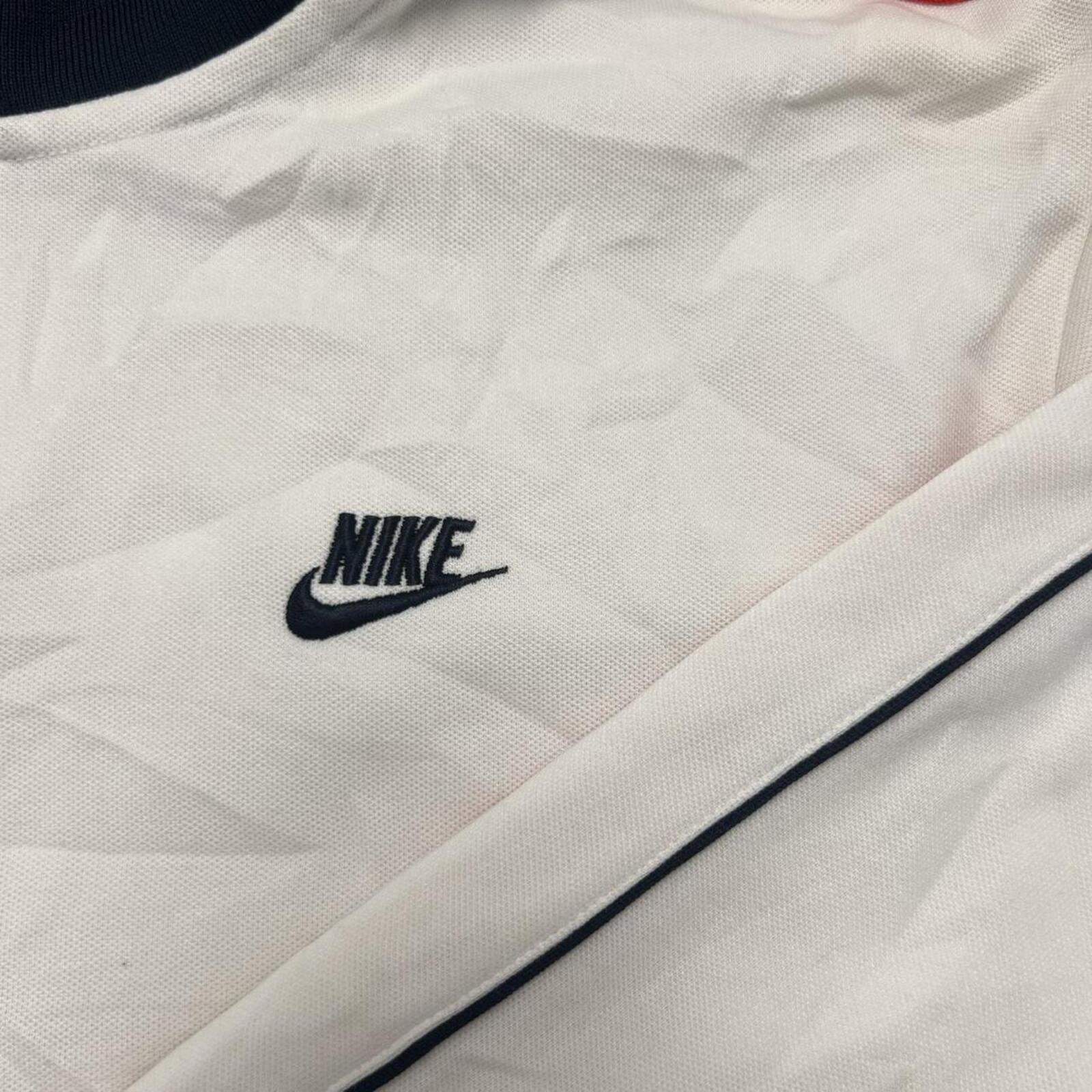 Vintage Nike Sportswear Men's White Red & Navy Full Zip Track Jacket Y2K Large