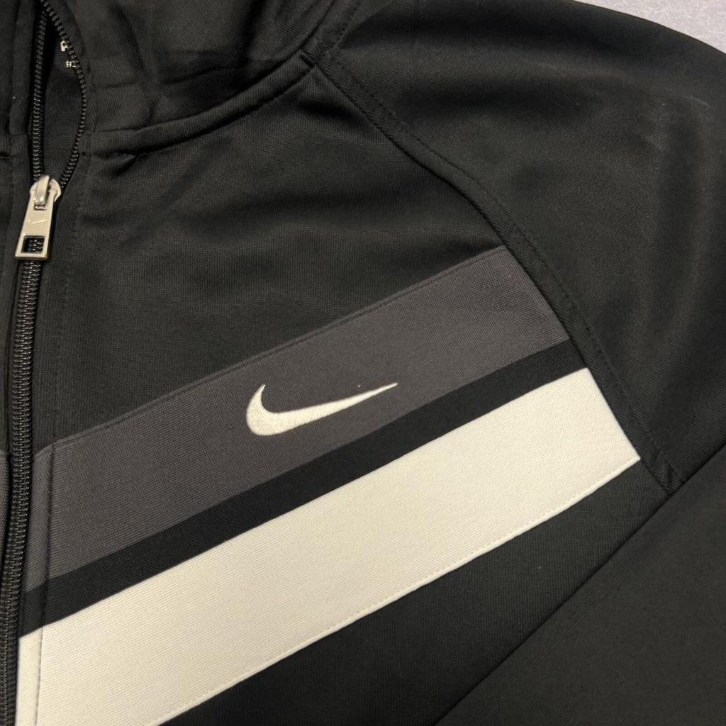 Vintage Nike The Athletic Dept Men's Black Chevron Striped Track Jacket Large