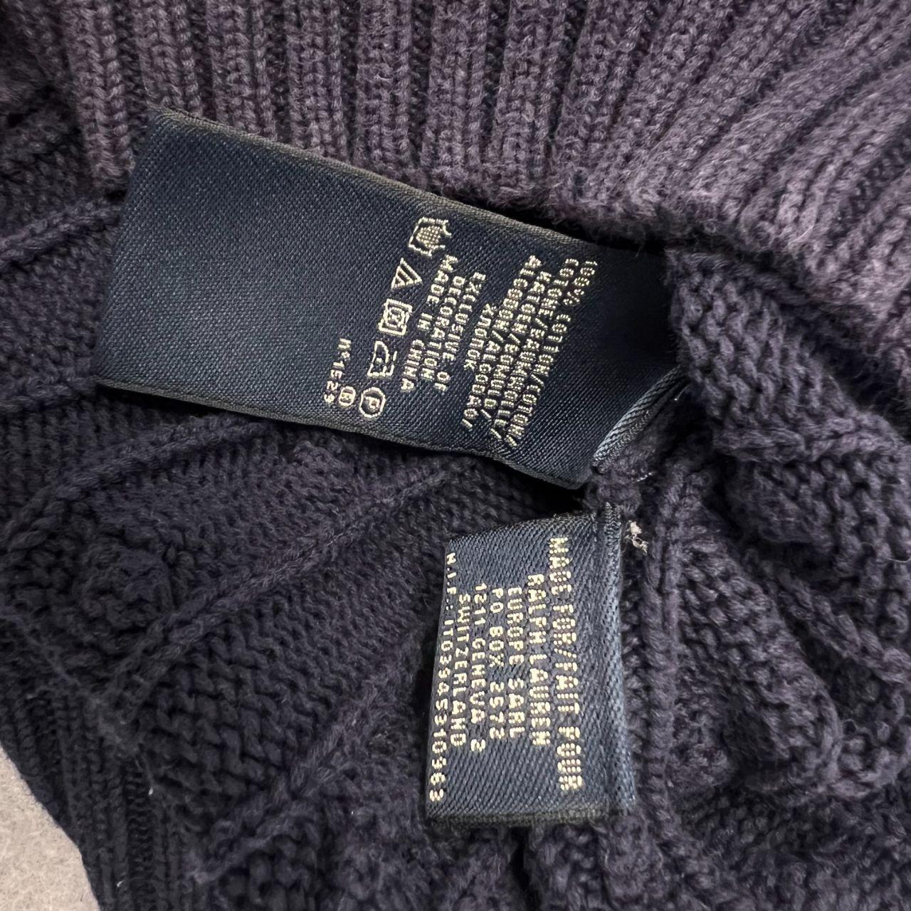 Vintage Ralph Lauren Sport Navy Cable Knit V-Neck Sweater Preppy Women's Medium