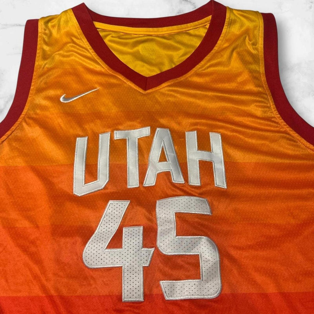 Nike Donovan Mitchell No.45 Utah Jazz Orange Gradient City Edition Jersey Men’s Size 50 (XL)