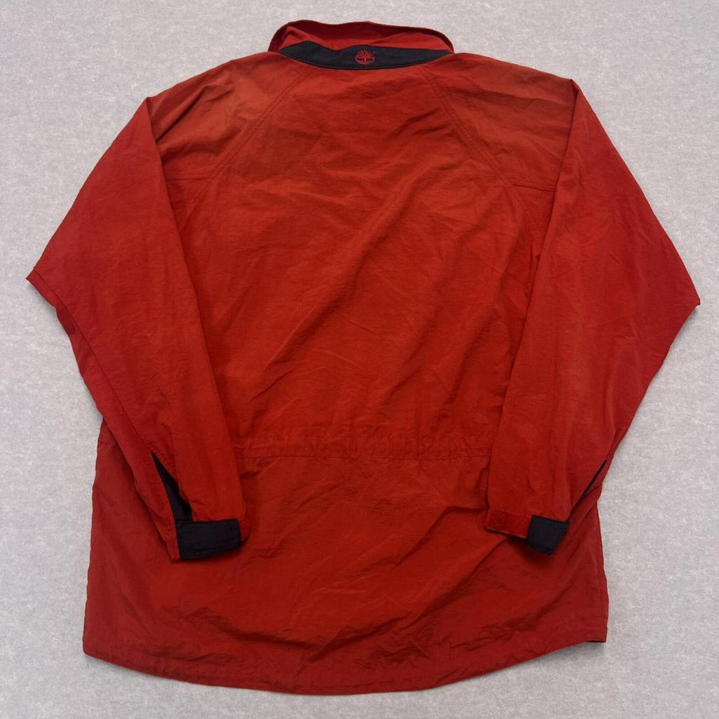 Vintage 90’s Timberland Men's Red Nylon Windbreaker Utility Jacket Medium