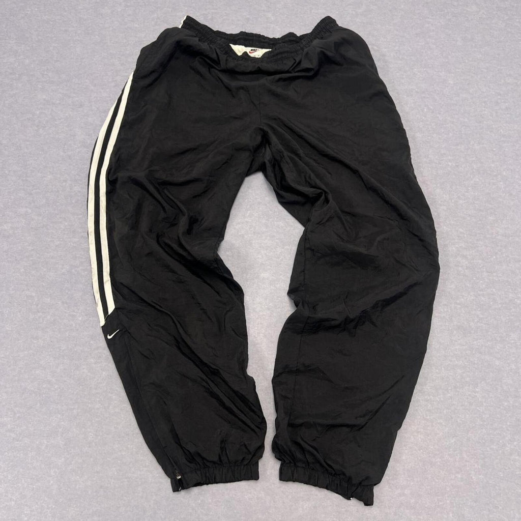 Vintage 90s Nike Men's Black & White Striped Baggy Streetwear Track Pants XL