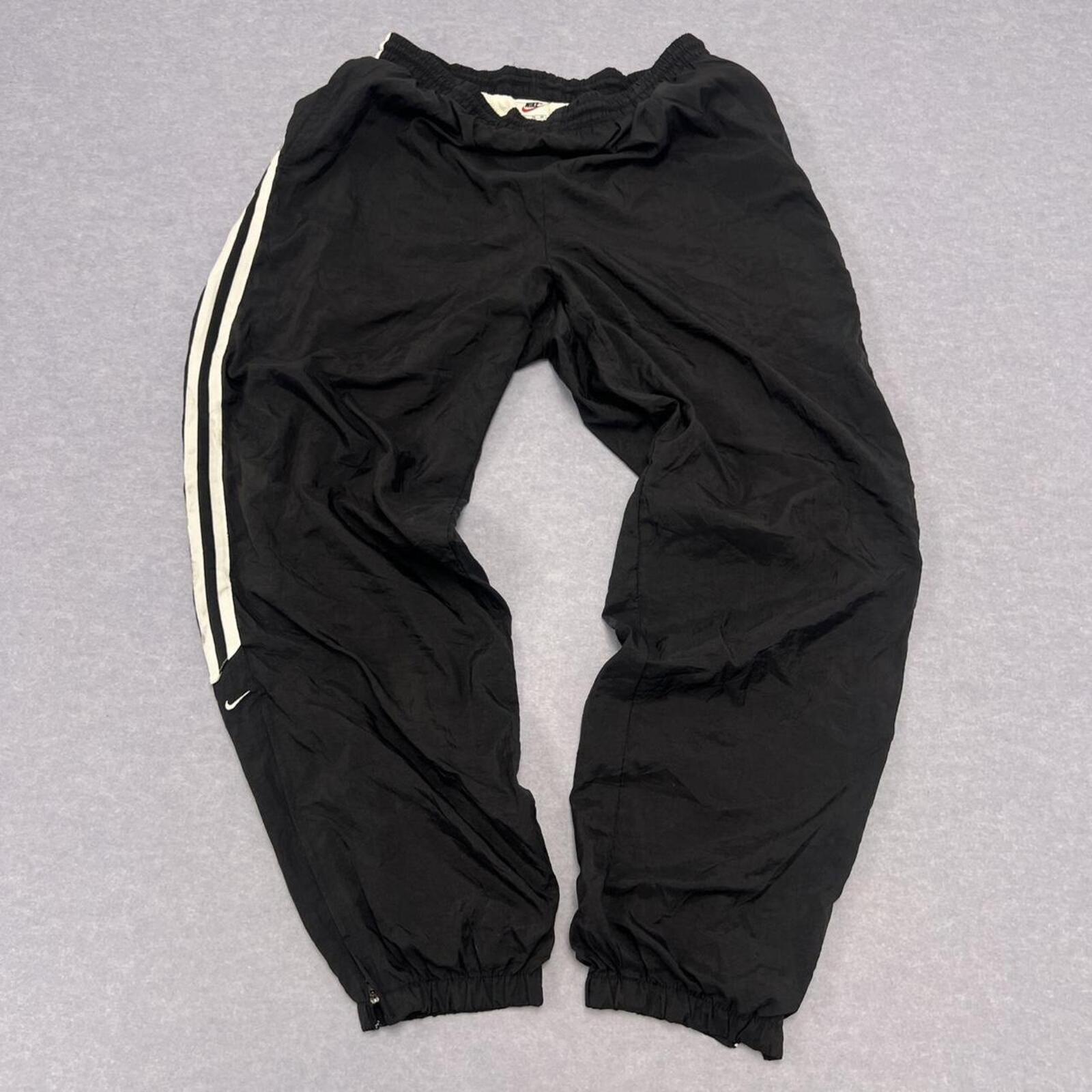 Vintage 90s Nike Men's Black & White Striped Baggy Streetwear Track Pants XL