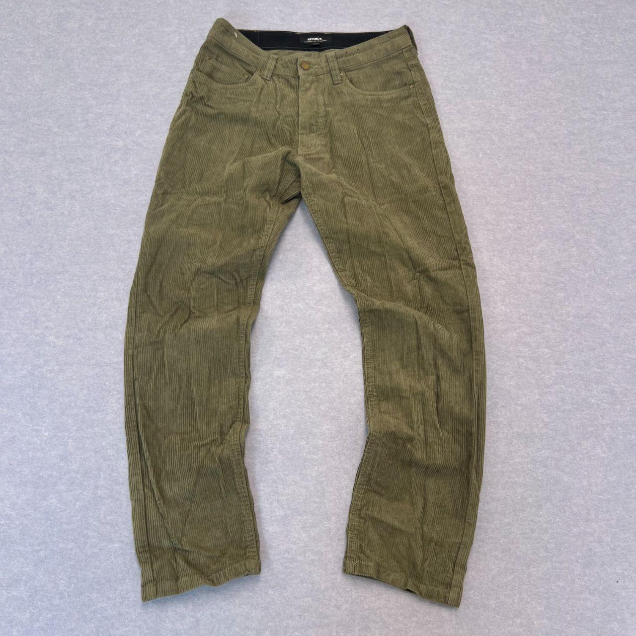 Vintage Rip Curl Surf Men's Olive Green Corduroy Chinos Trousers Size W28