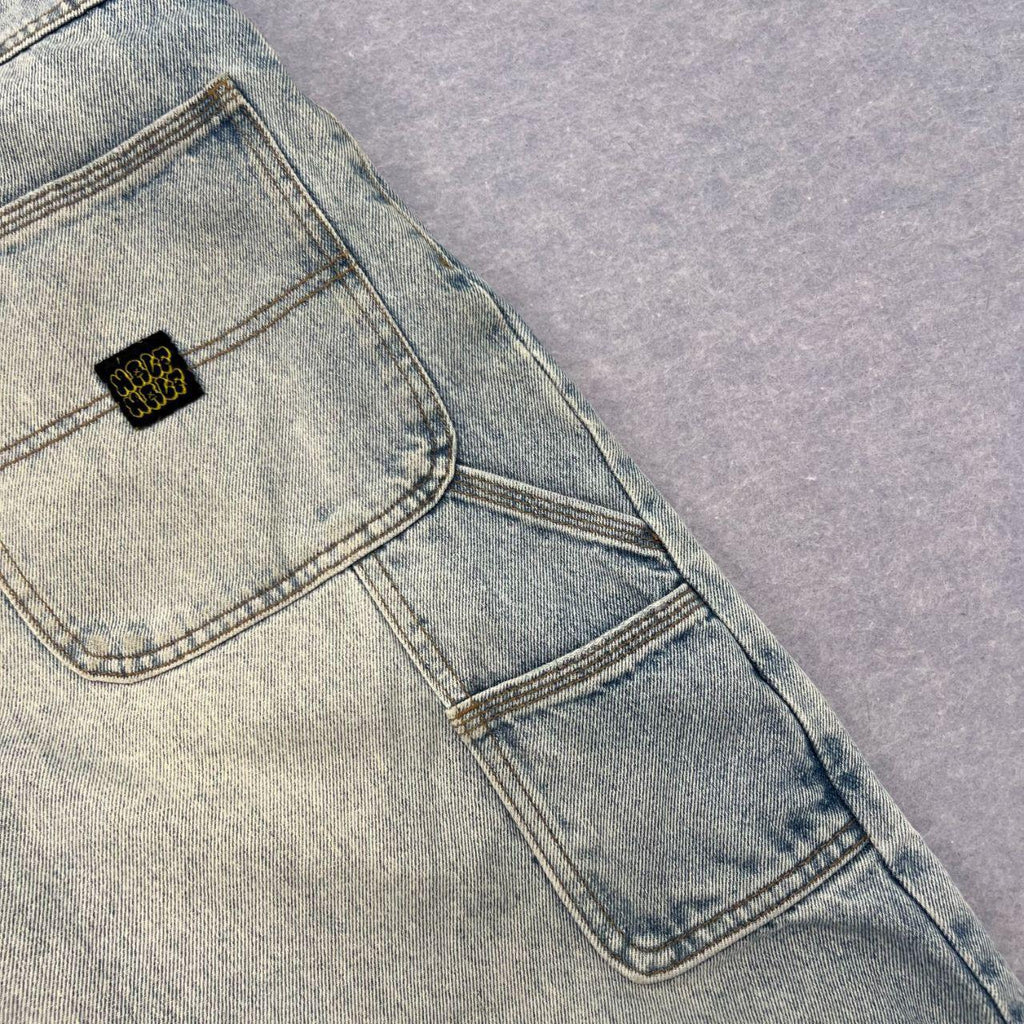 Vintage Half Half Streetwear Men's Light Wash Carpenter Jeans Rat Logo W30"