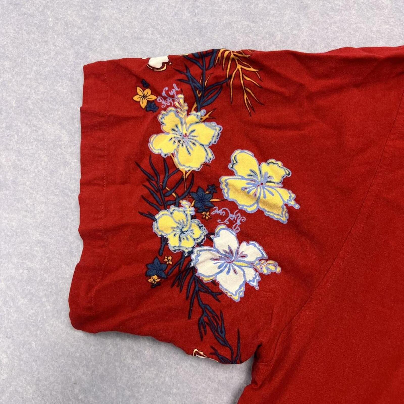 Vintage 90’s Rip Curl Surf Men's Red Hawaiian Floral Short Sleeve Shirt XL