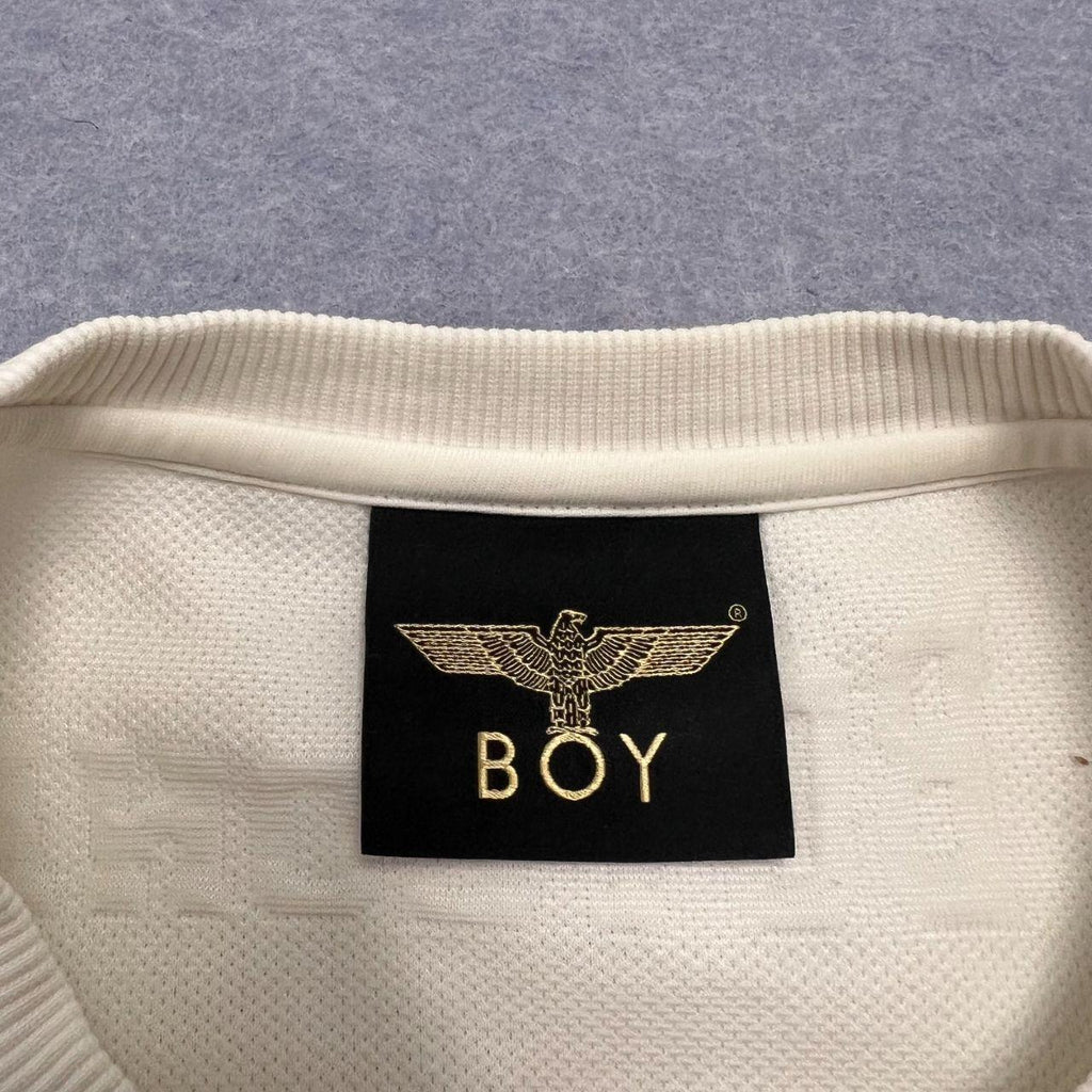 Vintage Boy London White Embossed Logo AOP Eagle Sweatshirt Jumper Oversized XS