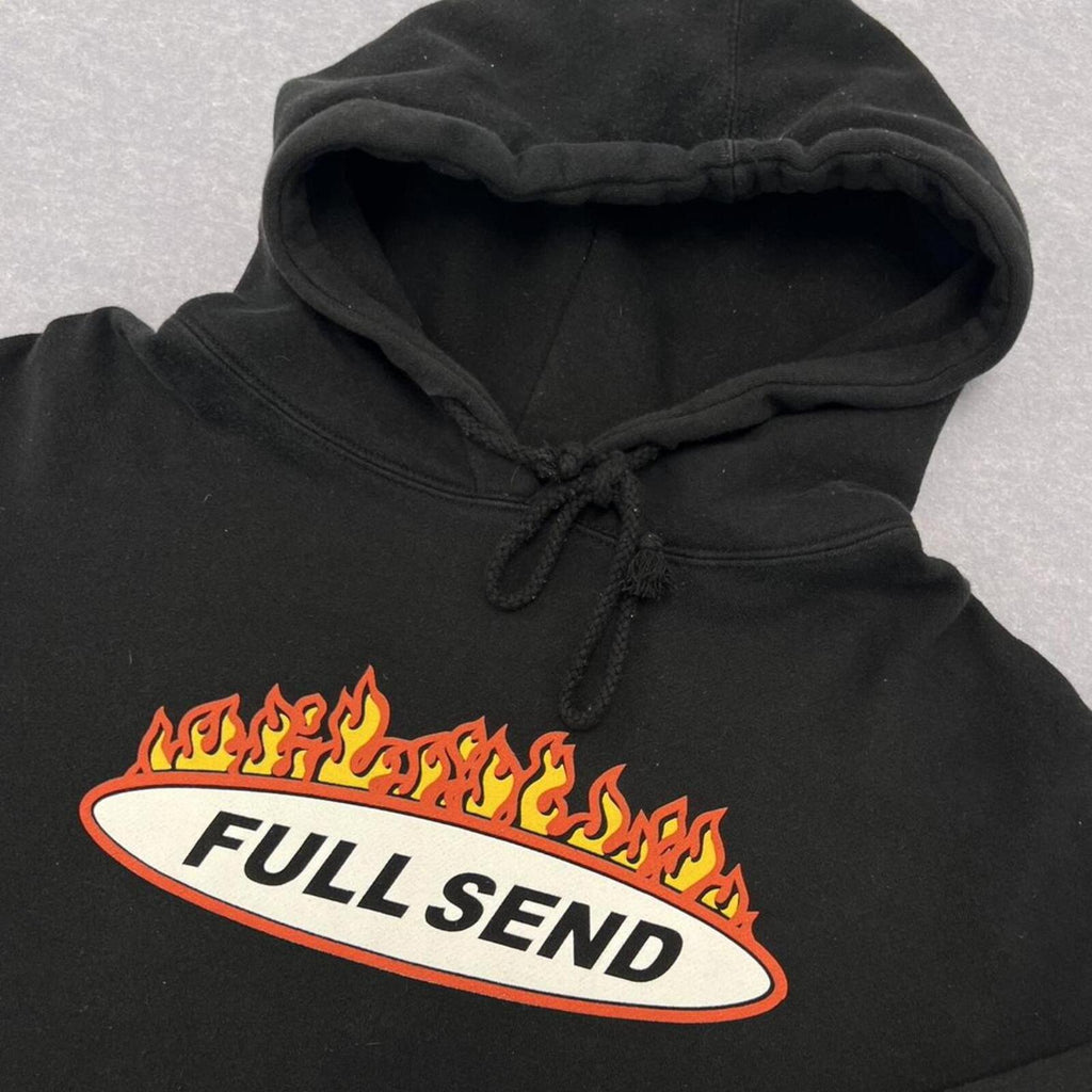 Nelk Boys Collection Full Send Streetwear Black Flame Hoodie Men’s Oversized Medium