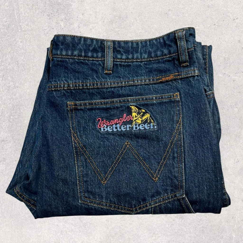 Wrangler x Better Beer Men's “SLAKER”  RARE Collab Carpenter Denim Jeans Skater Streetwear Size W36”