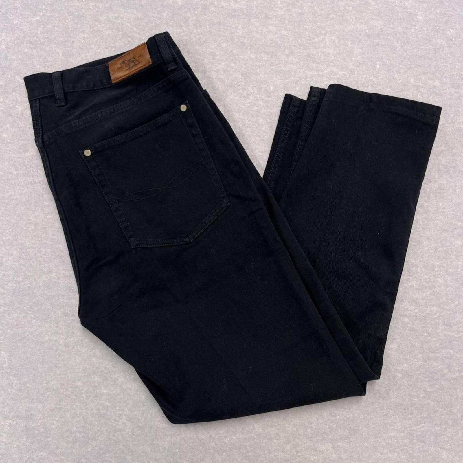 Rodd & Gunn Jeans VJ355 Straight Fit Navy Leather Trim Mens 36L