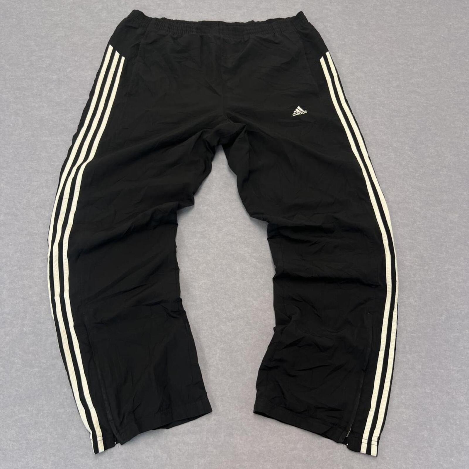 Vintage Adidas Clima365 Men's Black Baggy Track Pants No Drawstring Y2K Medium