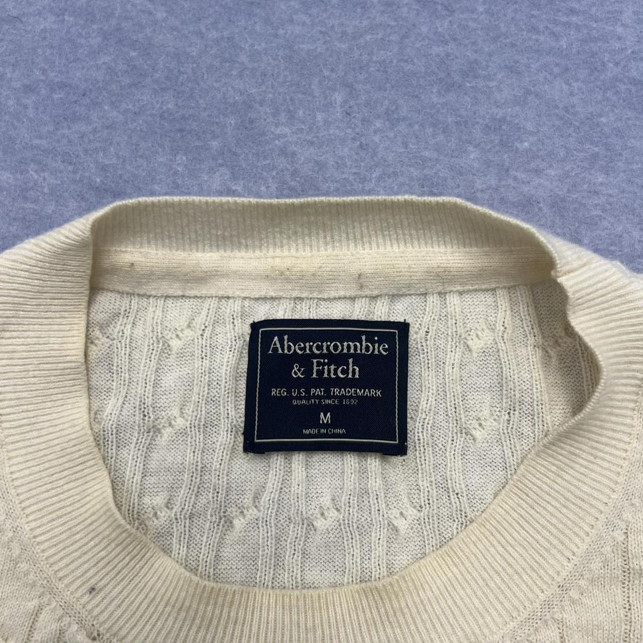Vintage Abercrombie & Fitch Cable Knit Merino Wool Jumper Cream Medium
