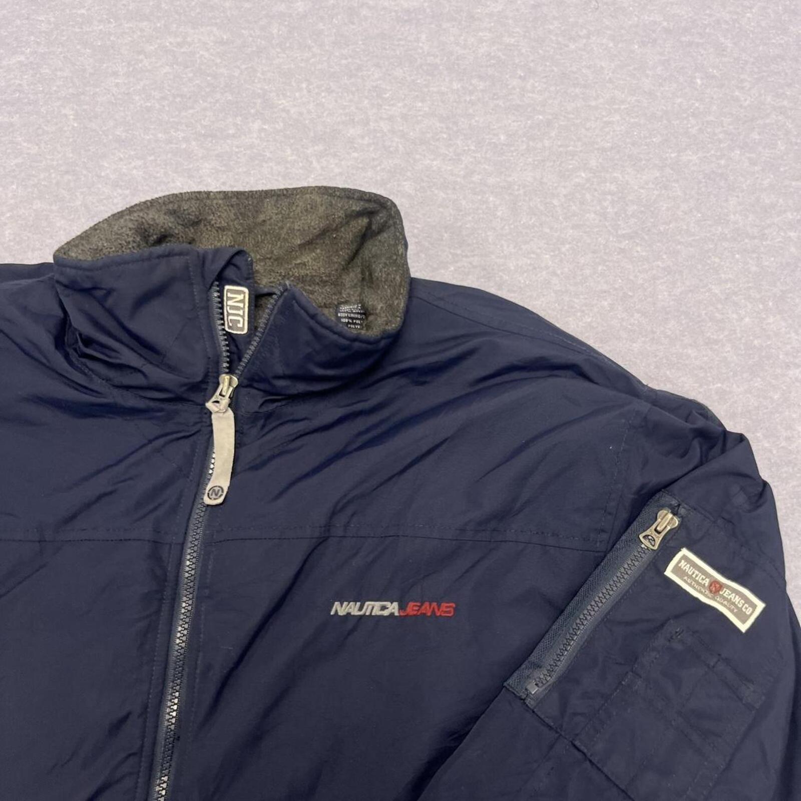 Vintage 1990’s Nautica Jeans Company Men's Navy Heavyweight Fleece Jacket XL