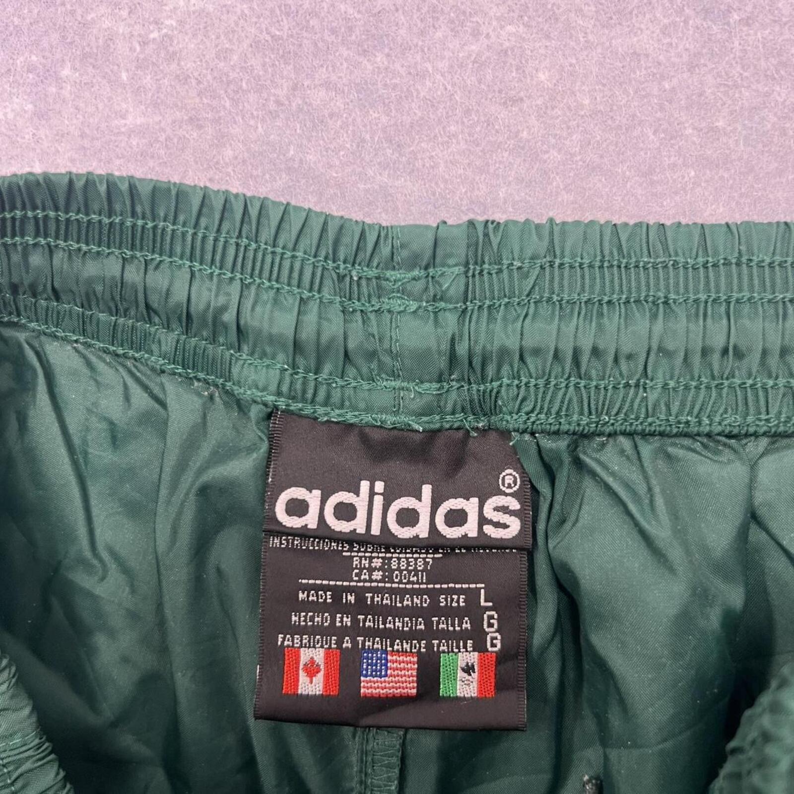 Vintage 90s Adidas Men's Dark Forest Green Parachute Shell Skater Track Pants Y2K Large