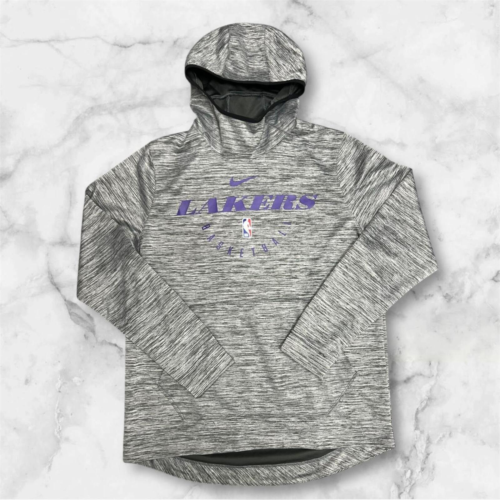 Nike Los Angeles Lakers NBA Men's Grey Spotlight On Court Hoodie Dri-Fit Large