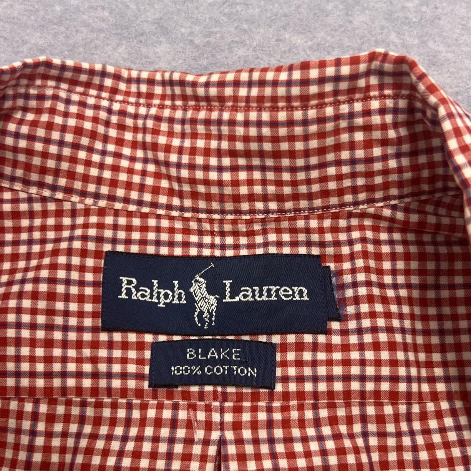 Vintage Ralph Lauren Blake Red & White Gingham Check Button Up Shirt Mens Large