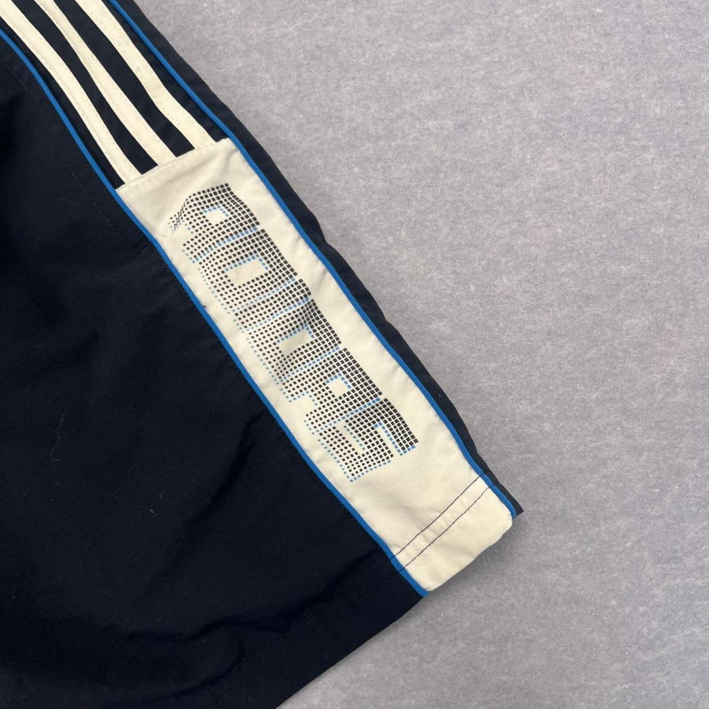 Vintage Adidas Men’s Navy Blue & White Spell Out Embroidered Y2K Sports Shorts Large
