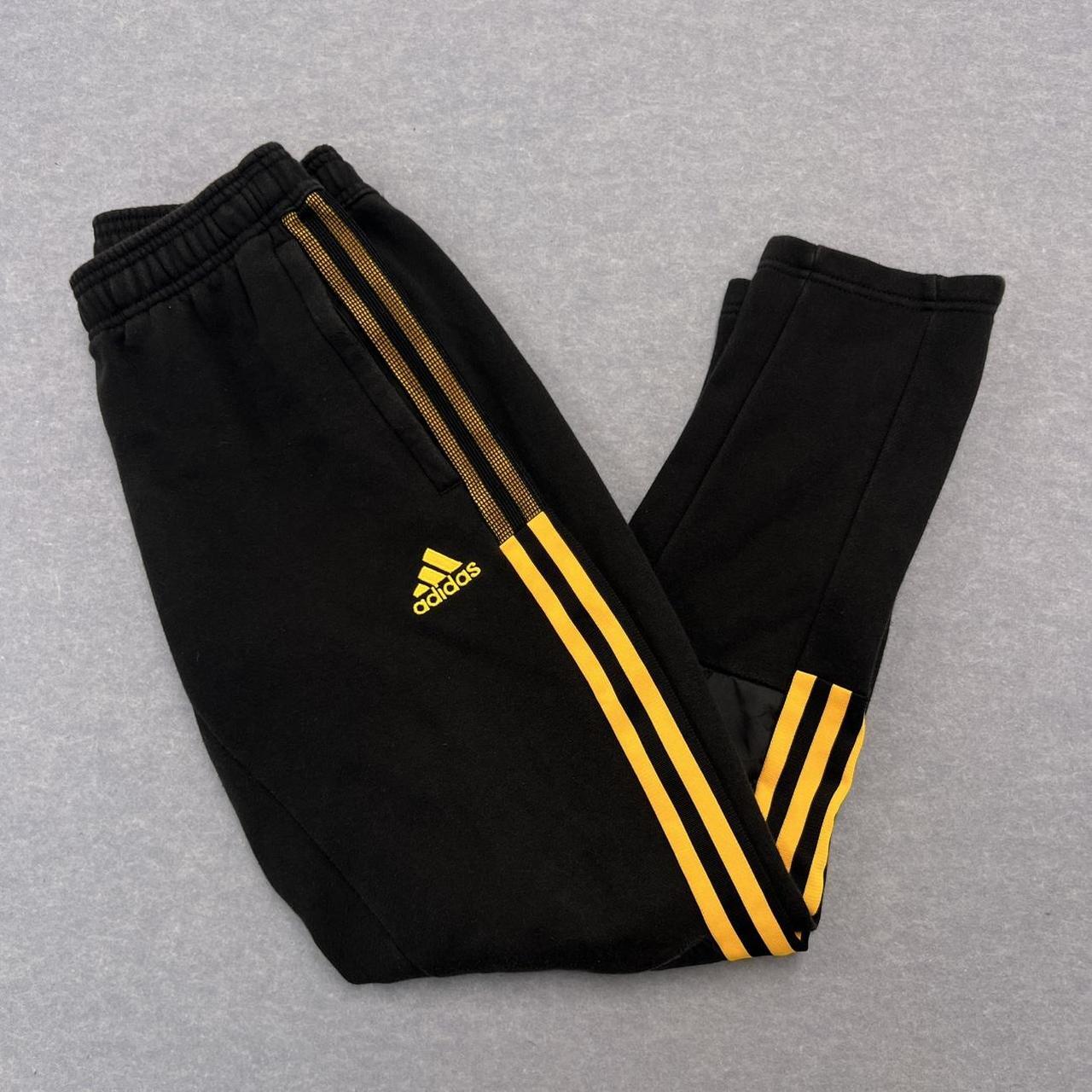 Vintage Adidas Black & Yellow Striped Sweatpants Track Pants Women’s Small