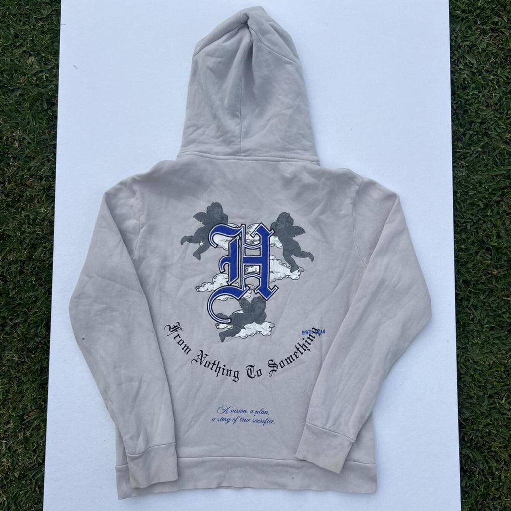 Hoodrich Streetwear Men's Grey Angel Cherub Graphic Pullover Hoodie Small