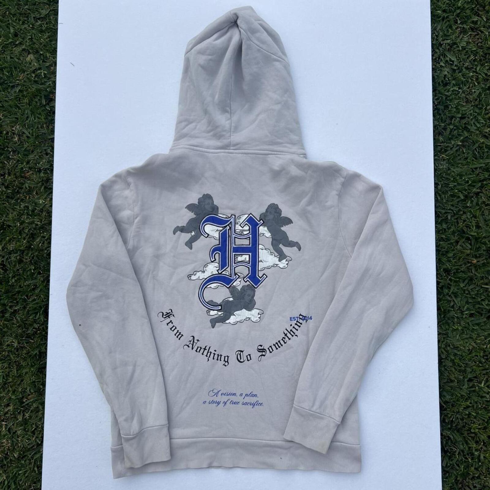 Hoodrich Streetwear Men's Grey Angel Cherub Graphic Pullover Hoodie Small