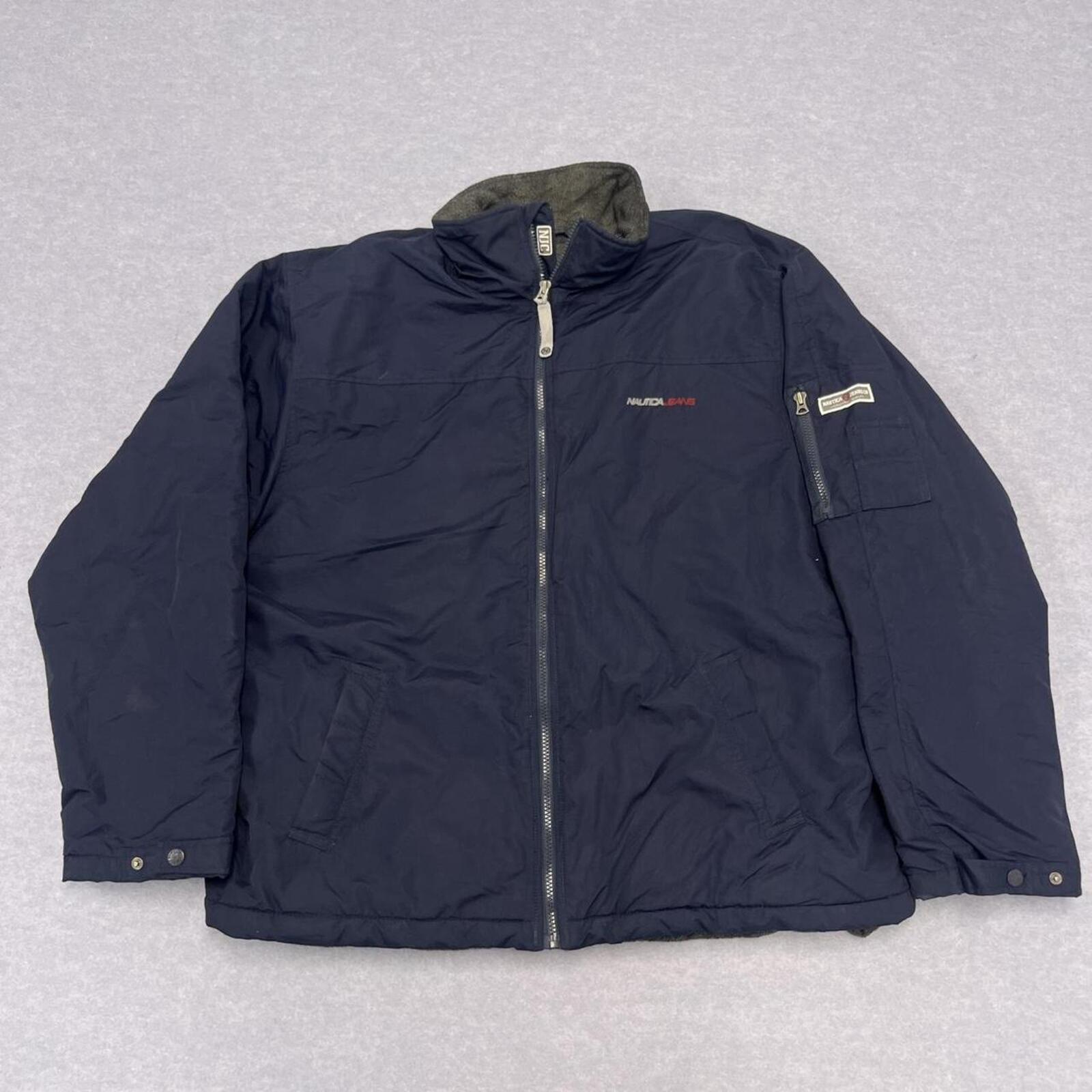 Vintage 1990’s Nautica Jeans Company Men's Navy Heavyweight Fleece Jacket XL