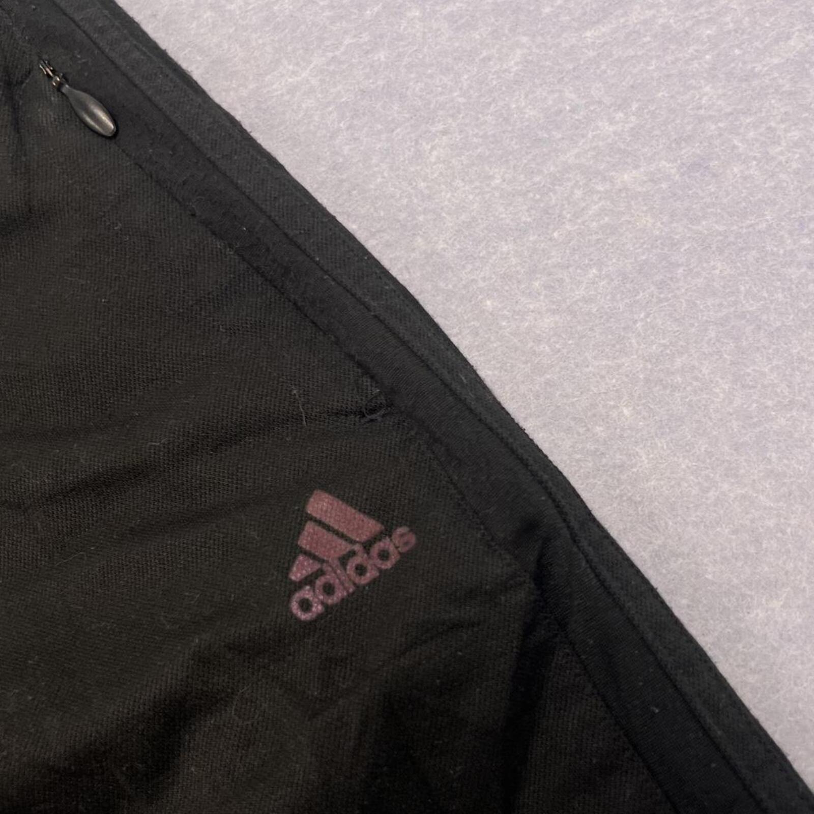 Vintage Adidas Men's Black & Burgundy Tonal Striped Streetwear Track Pants XL