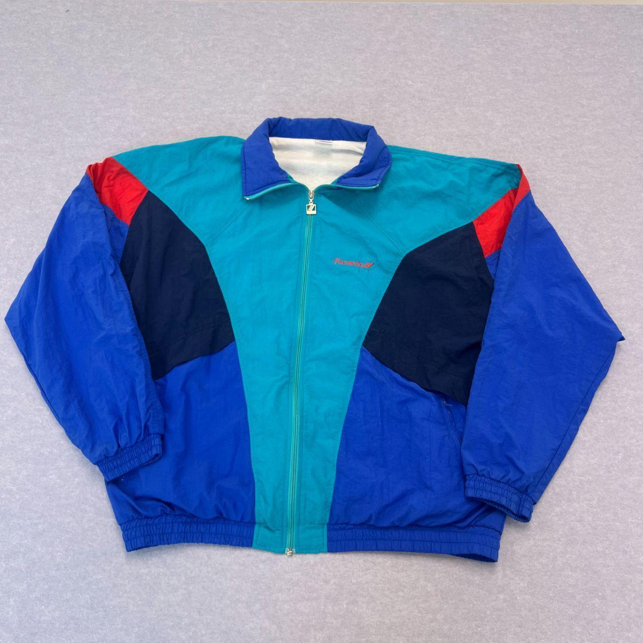 Vintage 1980s Rucanor Retro Blue Colour Block Track Jacket Skater Size 9 (XXL)