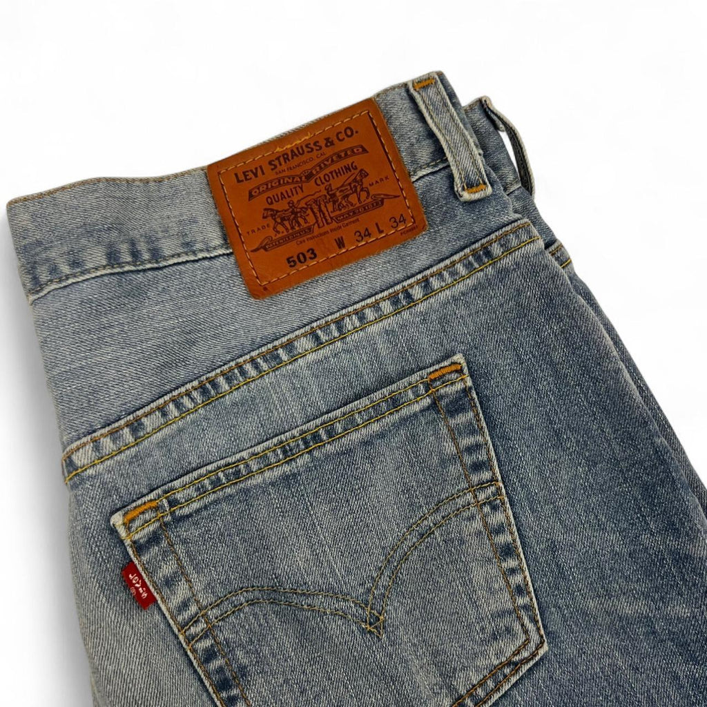 Vintage 2008 Levi's 503 Bootcut Jeans Light Wash Stretch Denim Y2K Mens W34 L34