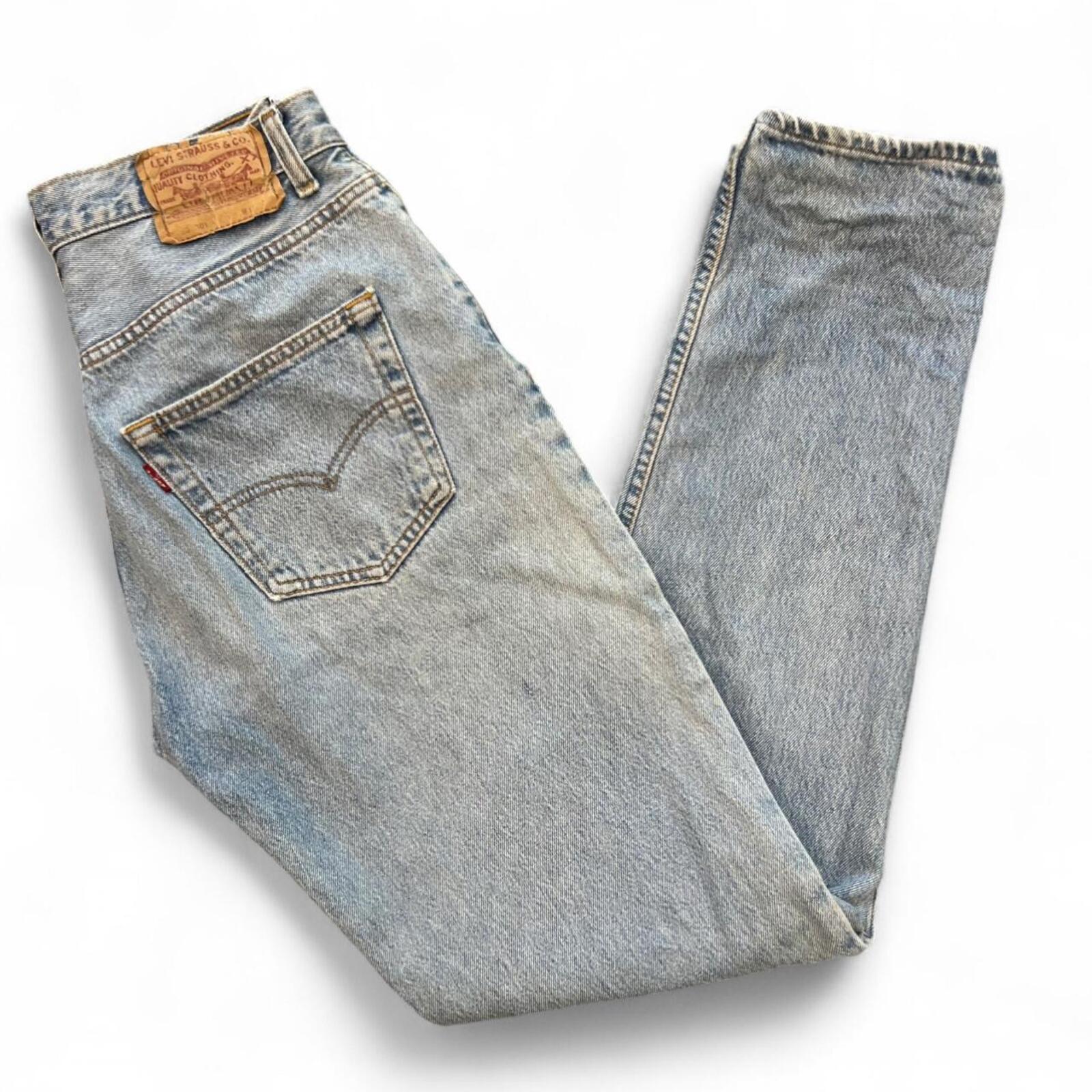 Vintage 1990 Levi's 501 Jeans Light Wash Straight Leg Denim Womens Size 12 W28”