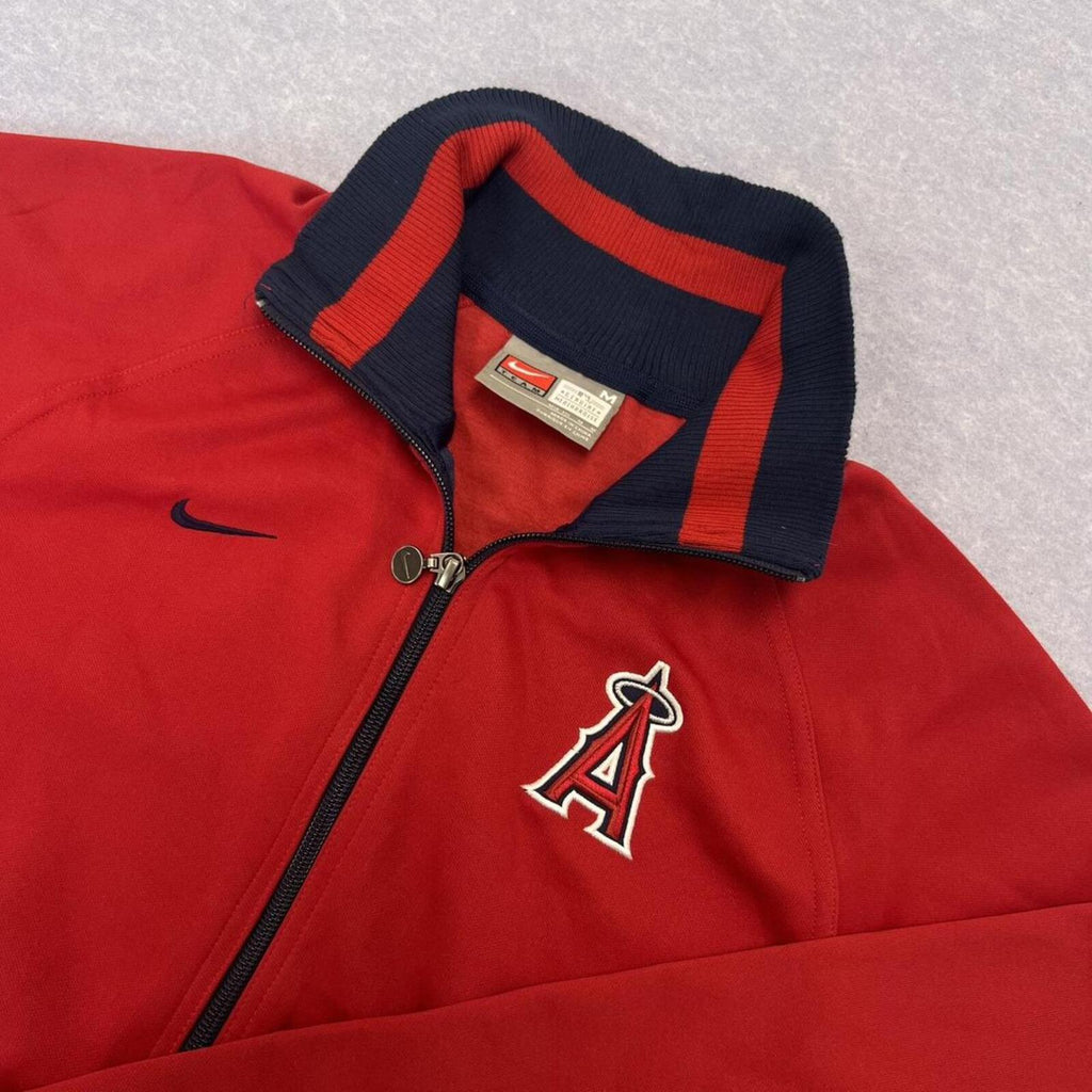 Vintage Nike Team LA Angels MLB Baseball Track Jacket Red&  Navy Mens Medium Y2K