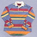 Vintage Polo Ralph Lauren Multicolour Rainbow Stripe Rugby Polo Shirt Men’s XL