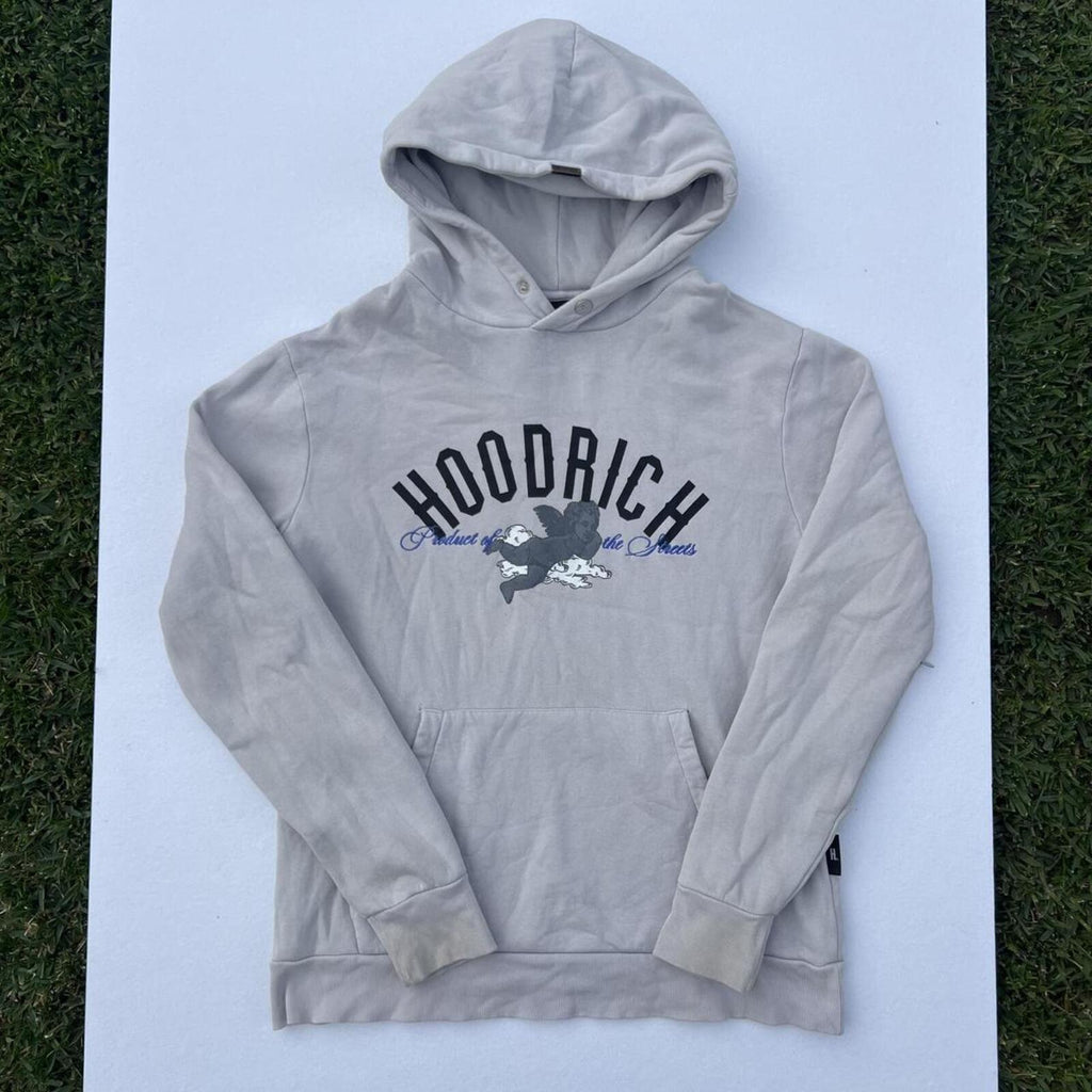 Hoodrich Streetwear Men's Grey Angel Cherub Graphic Pullover Hoodie Small