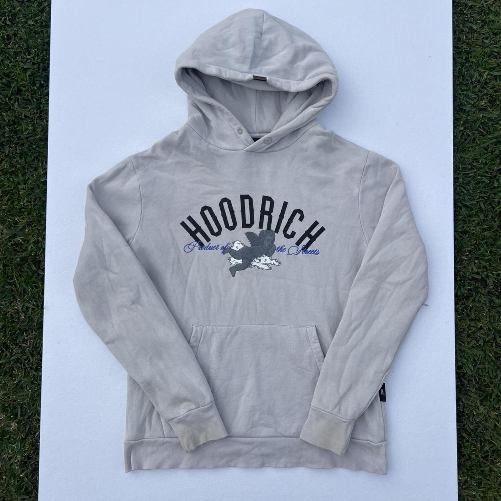 Hoodrich Streetwear Men's Grey Angel Cherub Graphic Pullover Hoodie Small