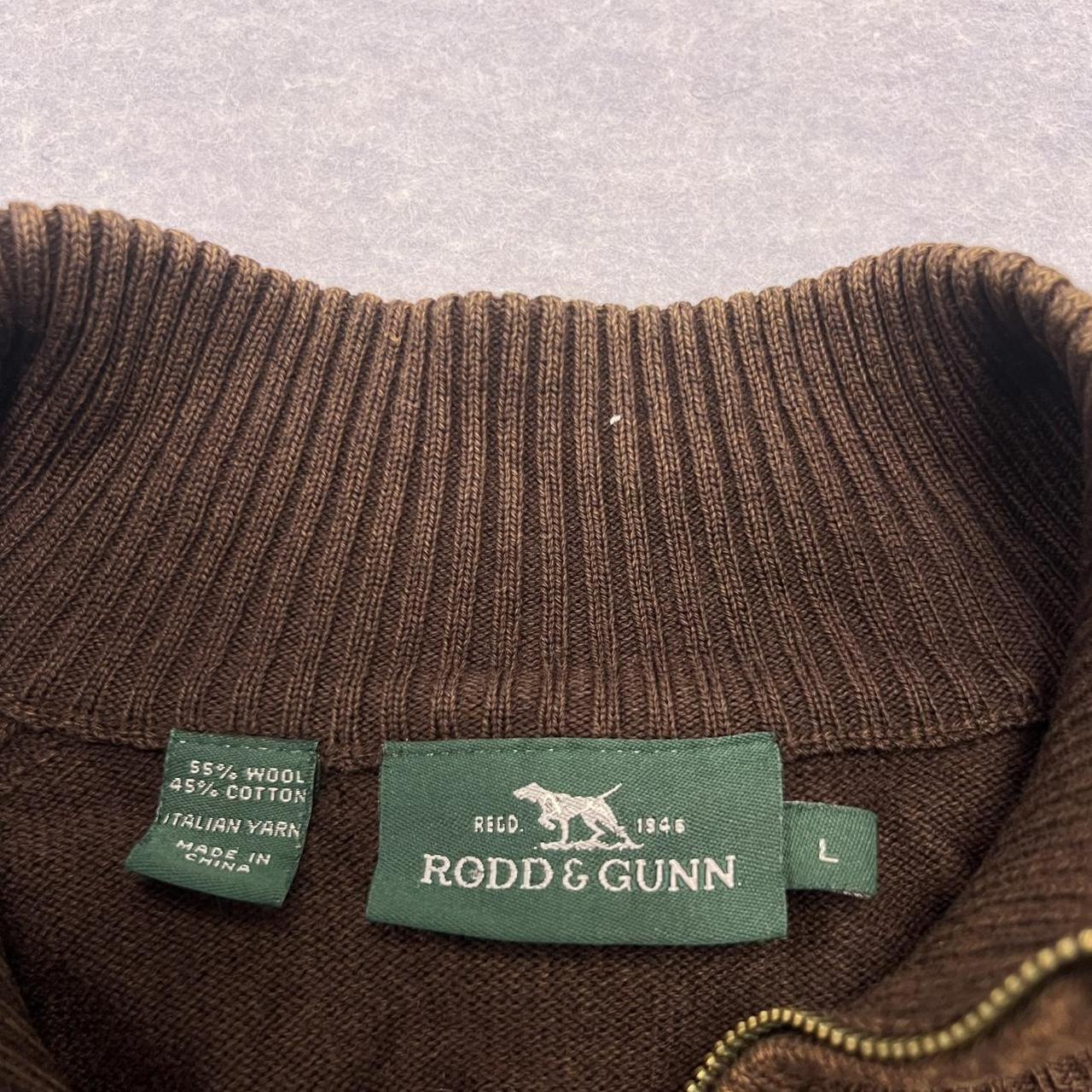 Vintage Rodd & Gunn Brown Wool Blend Full Zip Knit Jumper Men’s Large