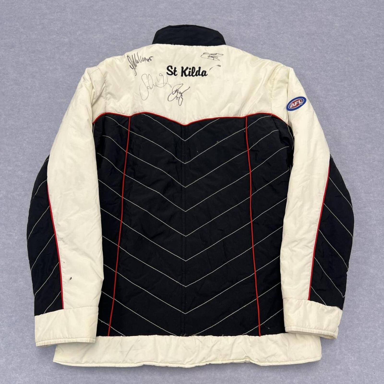 Vintage St Kilda AFL Multi-Signature Puffer Jacket Y2K Women’s Size 16