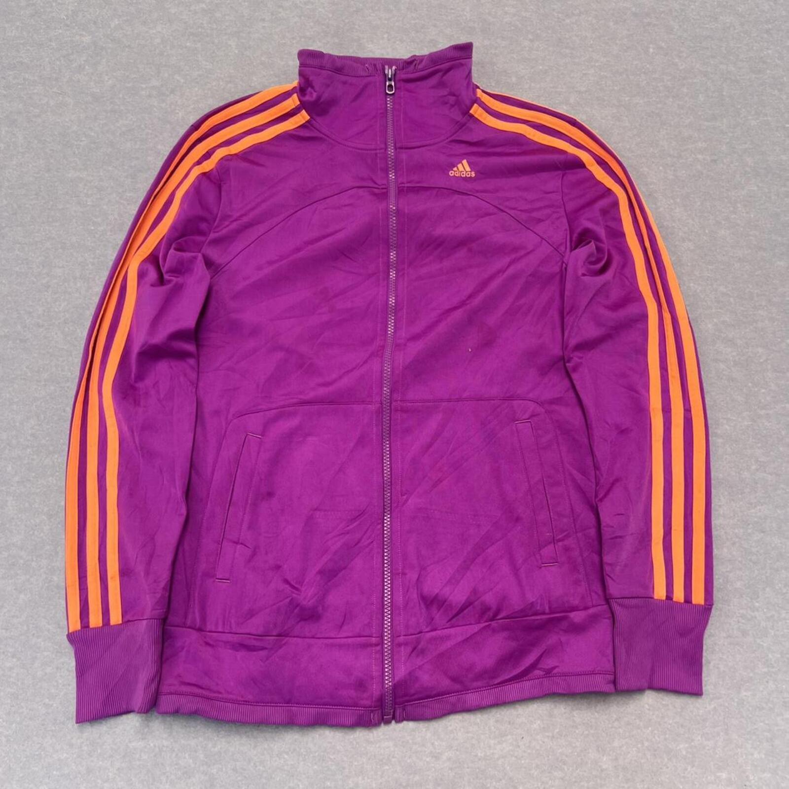Adidas Mens Purple & Orange Striped Full Zip Y2K Streetwear Track Jacket XS READ