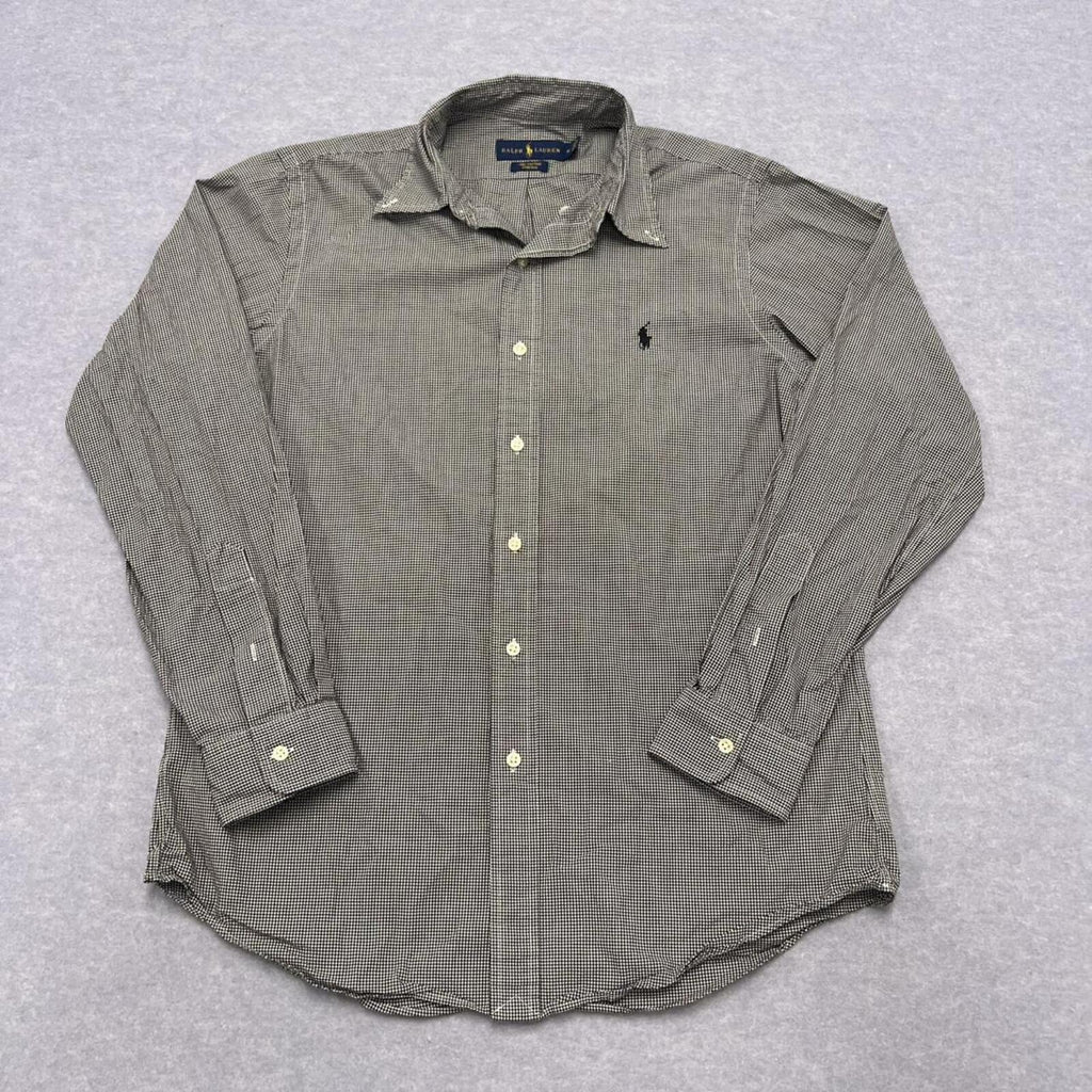 Vintage Ralph Lauren Black & White Gingham Checkered Long Sleeve Shirt Medium