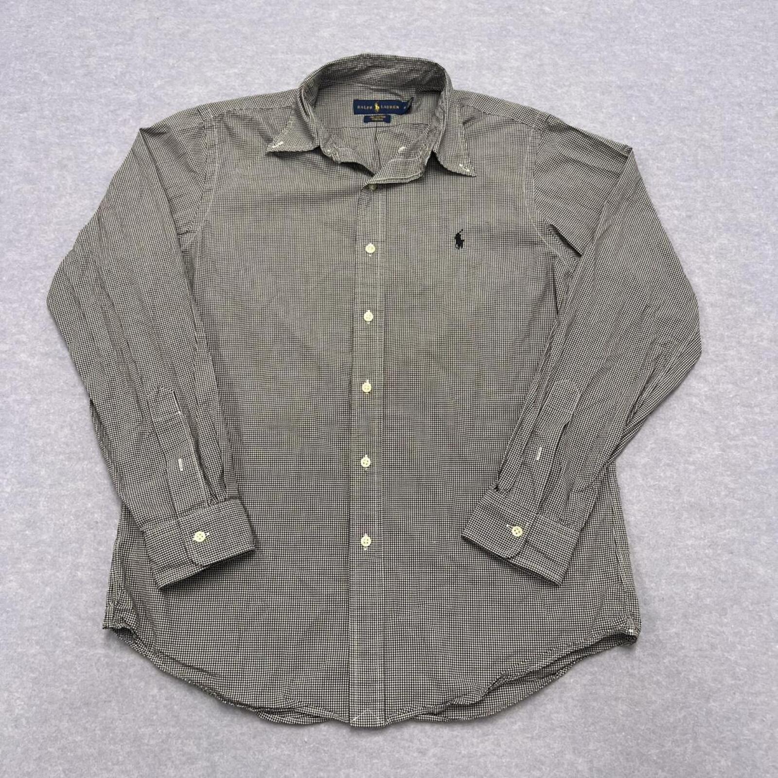 Vintage Ralph Lauren Black & White Gingham Checkered Long Sleeve Shirt Medium