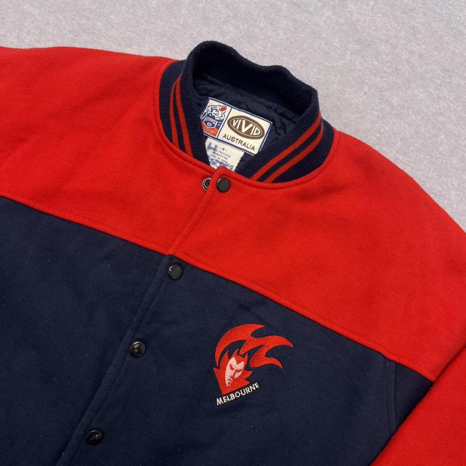Vintage 90’s Melbourne Demons AFL VIVID Varsity Bomber Jacket Y2K Women's 8