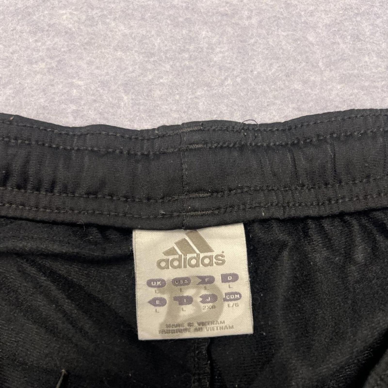 Vintage 2003 Adidas Men's Black & White Striped Baggy Streetwear Snap Button Track Pants Large