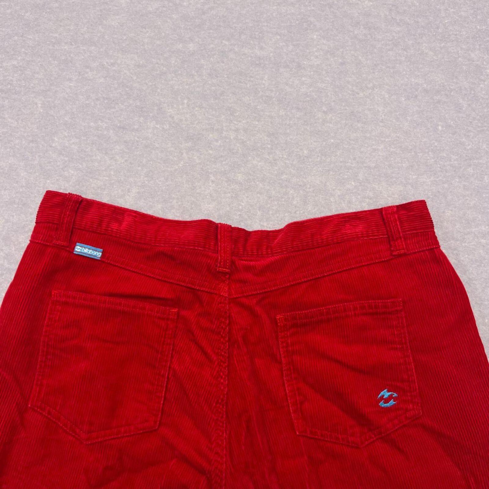 Vintage 90's Billabong Surf Women's Red Corduroy Flare Leg Pants Y2K Size 14
